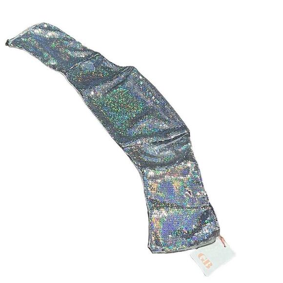 GB Women's Silver Sequin Bandeau Camisole Top Size M Party Sparkly - Picture 13 of 15